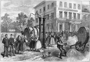 1873 में ऑस्ट्रिया के विएना की गलियों में पानी की व्यवस्था। द्वारा अज्ञात कलाकार