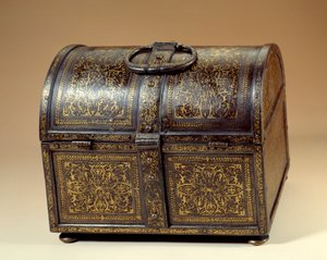 धातु और दमिश्क में Cosimo I (Cosimo de Medici) (1519-1574) और Eleonore de Toledo (1519-1562) (Eleonora di Toledo) का हथियार बॉक्स। १६वीं सदी का पेरिस, मुसी डू लौवर द्वारा अज्ञात कलाकार