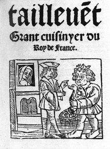 टेललवेंट द्वारा "ले वियनडिएर" का अग्रभाग। Guillaume Tirel, dit Taillevent ou Taillevant फ्रेंच कुक (1310 से 1395)। 1 द्वारा अज्ञात कलाकार