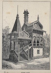 रूसी हाउस - रूसी हाउस - मिस्टर चार्ल्स गार्नियर द्वारा "1889 की सार्वभौमिक प्रदर्शनी में मानव निवास का इतिहास" में 1889 का उत्कीर्णन - ललित कला पेरिस का केंद्रीय पुस्तकालय 1889 द्वारा अज्ञात कलाकार