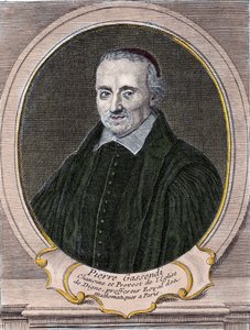 पियरे गैसेंडी (1592-1655), फ्रांसीसी दार्शनिक, खगोलशास्त्री, गणितज्ञ और भौतिक विज्ञानी का चित्र। द्वारा अज्ञात कलाकार