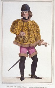 चार्ल्स VII, मंत्री और वित्त अधीक्षक के पसंदीदा पियरे डी गियाक का चित्र। 1830 . से उत्कीर्णन द्वारा अज्ञात कलाकार