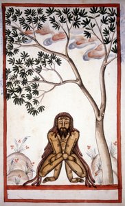 स्टेफ़ानो निविबस कार्डेरा की पांडुलिपि (ms.8300) ""हिस्ट्री ऑफ़ द मोगुल""" (मुग़ल या मोघोल) से एक फ़कीर पेज। 18वीं सदी। बिब्लोटेका मार्सियाना, वेनिस द्वारा अज्ञात कलाकार
