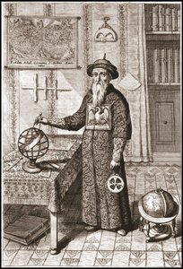 एडम शॉल, खगोलशास्त्री (1592-1666) मंदारिन पोशाक में, स्थलीय और आकाशीय ग्लोब और एस्ट्रोलैब के साथ - "चीन" में अथानसे किरचर (या अथानासियस किरचेरी) द्वारा द्वारा अज्ञात कलाकार
