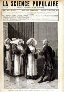एंटोनी ऑगस्टिन पारमेंटियर (1737 - 1813), फार्मासिस्ट फ्रांस में आलू की खेती फैलाने के लिए जाने जाते हैं, ननों से बात करते हुए। में "" ला विज्ञान लोकप्रिय "" 20/01/1881। द्वारा अज्ञात कलाकार