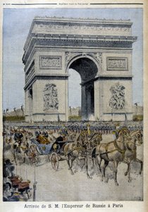 पेरिस में रूसी सम्राट निकोलस द्वितीय का आगमन - 11/10/1896 के "ले पेटिट जर्नल" में द्वारा अज्ञात कलाकार