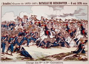 वर्थ की लड़ाई, 6 अगस्त 1870 को फ्रेंको-प्रुशियन युद्ध (उत्कीर्णन) के शुरुआती चरणों में द्वारा अज्ञात कलाकार