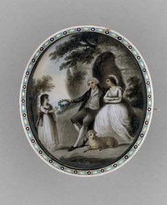 ब्रोच, c.1800 (हाथी दांत पर सेपिया, बाल, तामचीनी) द्वारा अज्ञात कलाकार