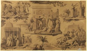 मुद्रित सूती वस्त्र के लिए कार्टून: मिस्र में फ्रांसीसी [लेस फ़्रैंकैस एन इजिप्ट] द्वारा अज्ञात कलाकार