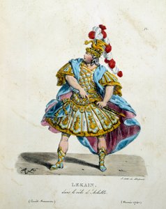 1740 में एच्लीस की भूमिका में लेकेन (हेनरी लुई कैन (हेनरी-लुई ले केन) (1729-1778) द्वारा पोशाक। हिप्पोलीटे लेकोमटे (1781-1857) द्वारा फ्रेंच कॉमेडी थिएटर पोशाक। द्वारा अज्ञात कलाकार
