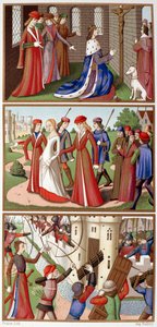 चार्ल्स VII और जोन ऑफ आर्क के इतिहास के एपिसोड (Fac simile des miniatures des vigiles du King Charles VII) - एच। वॉलन द्वारा "" जीन डी'आर्क" में द्वारा अज्ञात कलाकार