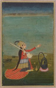 तानपुरा बजाती महिला कलाकार द्वारा अज्ञात कलाकार