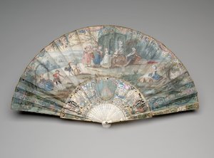 एक देहाती दृश्य के साथ तह पंखा, c.1740s-50s द्वारा अज्ञात कलाकार