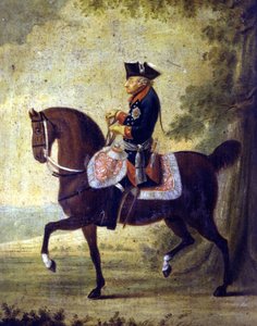 फ्रेडरिक द ग्रेट, प्रशिया के राजा (1712 - 1786)। पेंटिंग के फ्रेम पर नीचे लिखा है ""... बर्लिन 1776। म्यूजियो डेल रिसोर्गिमेंटो। मिलन द्वारा अज्ञात कलाकार