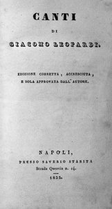 इतालवी कवि जियाकोमो लियोपार्डी (1798 - 1837) 1835 द्वारा "" कैंटी "" (मंत्र) का अग्रभाग द्वारा अज्ञात कलाकार