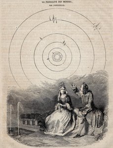 1756 में बर्नार्ड पिकार्ड द्वारा उकेरी गई फोंटेनेल (1657-1757) द्वारा बर्नार्ड ले बॉयर (ले बोवियर) द्वारा "दुनिया की बहुलता" का फ्रंटस्पाइस द्वारा अज्ञात कलाकार