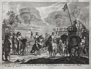 हेनरी, काउंट ऑफ ब्रेडरोड (हेंड्रिक ग्रैफ वैन ब्रेडरोड) (1531-1568), एंटवर्प (नीदरलैंड, नीदरलैंड) को छोड़कर, ऑरेंज-नासाउ (ऑरेंज नासाउ), प्रिंस ऑफ ऑरेंज (या गिलाउम द टैसिटर्न) के विलियम I के सामने आता है। द्वारा अज्ञात कलाकार