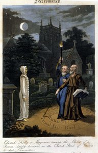 जॉन डी और एडवर्ड केली एक आत्मा को बुलाते हैं। 1825. बाइबिल। मोरांडो, मिलानो द्वारा अज्ञात कलाकार