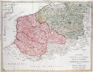 फ्रांसीसी सेना और ऑस्ट्रियाई सेना के बीच फ़्लैंडर्स अभियान का नक्शा द्वारा अज्ञात कलाकार