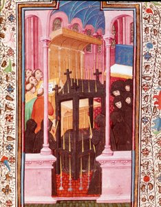 पुर्तगाल के "" द आवर्स ऑफ एडवर्ड I (डुआर्टे) (1391-1438)" से लघु अंतिम संस्कार दृश्य 15वीं सदी के लिस्बन, टोरे डो टोम्बो द्वारा अज्ञात कलाकार