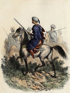 1831 में प्रशिक्षित अल्जीयर्स की ग्रामीण पुलिस के प्रभारी मूरिश जेंडरम्स (या फील्ड गार्ड), लियोन गैलिबर्ट द्वारा "ल'अल्जीरी एंसीन एट मॉडर्न" में द्वारा अज्ञात कलाकार