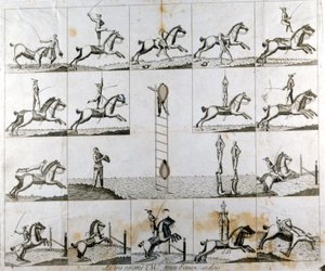 अंग्रेजी वोल्टीजर मिस्टर प्राइस के कौशल को दर्शाती 19 प्रिंटों की प्लेट 1790 लगभग। द्वारा अज्ञात कलाकार
