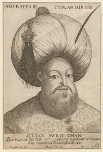 पोर्ट्रेट डी मौराद III (1546-1595), सुल्तान ओटोमन - मुराद III (1546-1595), तुर्क साम्राज्य के सुल्तान - बेनामी - 1593 - नक़्क़ाशी - 18,5x12,3 - निजी संग्रह द्वारा अज्ञात कलाकार