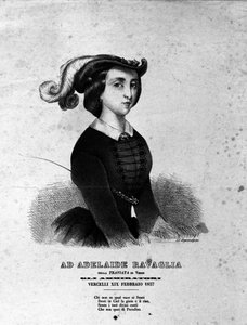 1857 के ग्यूसेप वर्डी द्वारा ओपेरा "ला ट्रैविटा" के प्रतिनिधित्व में एडिलेड रवागलिया का पोर्ट्रेट। द्वारा अज्ञात कलाकार