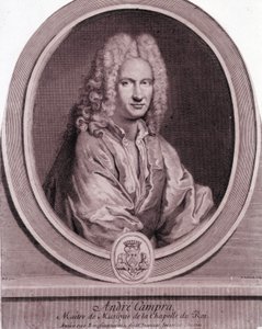 आंद्रे कैम्परा का पोर्ट्रेट (1660-1744), फ्रांसीसी संगीतकार। द्वारा अज्ञात कलाकार