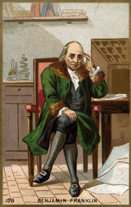 बेंजामिन फ्रैंकलिन (1706 - 1790) का पोर्ट्रेट, अमेरिकी राजनीतिज्ञ, स्मारकवादी, पैम्फलेटेरियन और भौतिक विज्ञानी। द्वारा अज्ञात कलाकार