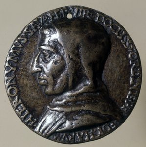 जेरोम सवोनारोला या गिरोलामो सवोनारोला (1452 - 1498), इतालवी उपदेशक का पोर्ट्रेट। उन्होंने फ्लोरेंस में एक लोकतांत्रिक शासन की स्थापना की। समय का लॉकेट। द्वारा अज्ञात कलाकार