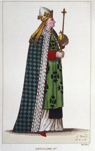लोथारिया I (795-855), पश्चिम के सम्राट और इटली के राजा का पोर्ट्रेट 1830 से उकेरा गया है द्वारा अज्ञात कलाकार