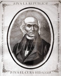 मिगुएल हिडाल्गो वाई कोस्टिला (1753 - 1811) का पोर्ट्रेट, मैक्सिकन पुजारी (1810 में उन्होंने अपने देश की स्वतंत्रता की घोषणा की)। 19वीं सदी के अंत में उनके सम्मान में बनाई गई नक्काशी। द्वारा अज्ञात कलाकार