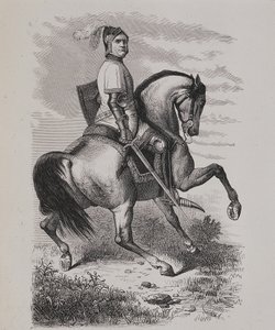 घोड़े की पीठ पर ओलिवियर वी डी क्लिसन (1336-1407) (द बुचर) का पोर्ट्रेट, मुसी डे वर्साय की एक पेंटिंग पर आधारित है द्वारा अज्ञात कलाकार