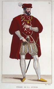 पियरे डे ला गुइचे (1464-1544) का पोर्ट्रेट (नाइट, काउंसलर और राजा का चेम्बरलेन, ऑटुन और मैकॉन का बेलीफ, राजदूत। गुइचे और चाउमोंट का भगवान) 1830 का उत्कीर्णन द्वारा अज्ञात कलाकार
