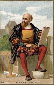 पियरे लेस्कॉट का पोर्ट्रेट (1515 - 1578) फ्रांसीसी वास्तुकार और चित्रकार। 19 वीं शताब्दी की क्रोमोलिथोग्राफी। द्वारा अज्ञात कलाकार