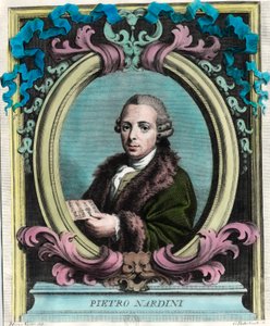 पिएत्रो नारदिनी (1722 - 1793) का पोर्ट्रेट, इतालवी वायलिन वादक और संगीतकार। 18 वीं शताब्दी की नक्काशी। निजी संग्रह। द्वारा अज्ञात कलाकार