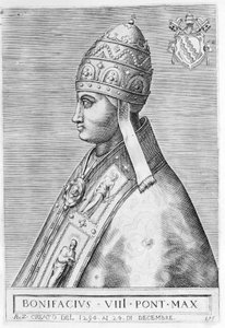 पोप बोनिफेस VIII का पोर्ट्रेट (बेनेडेटो कैटानी dit Bonifacio VIII द्वारा अज्ञात कलाकार