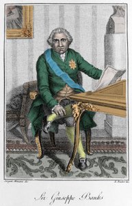 सर जोसेफ बैंकों का पोर्ट्रेट (1743-1820), अंग्रेजी खोजकर्ता और प्रकृतिवादी। रंग उत्कीर्णन द्वारा अज्ञात कलाकार