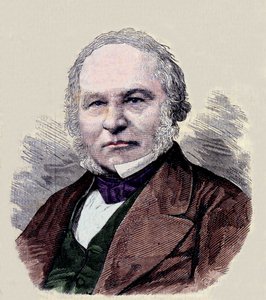 डाक टिकट के आविष्कारक सर रॉलैंड हिल (1795-1879) का पोर्ट्रेट। द्वारा अज्ञात कलाकार