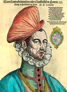 फ्रांस के राजा हेनरी III का पोर्ट्रेट (1551 - 1589)। 16 वीं शताब्दी की नक्काशी। द्वारा अज्ञात कलाकार