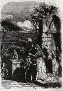 रेनॉड अपने परिवार में लौट रहा है - "उग्र रोलाण्ड" से 1851 का उत्कीर्णन द्वारा अज्ञात कलाकार