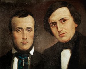 रिसोर्गिमेंटो: भाइयों एटिलियो बंदिएरा (1810-1844) और एमिलियो बंदिएरा (1819-1844) का चित्र। अनाम पेंटिंग। 19वीं सदी का रोम, रिसोर्गिमेंटो हिस्ट्री इंस्टिट्यूट द्वारा अज्ञात कलाकार