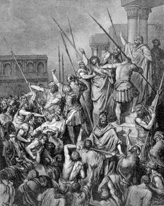 सेंट पॉल यरूशलेम में रुका हुआ है। 19वीं सदी की नक्काशी। द्वारा अज्ञात कलाकार