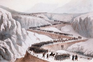 द्वितीय इतालवी स्वतंत्रता संग्राम: 29 अप्रैल 1859 को फ्रांसीसी सेना द्वारा मोंसेनिसियो का मार्ग (प्रिंट) द्वारा अज्ञात कलाकार