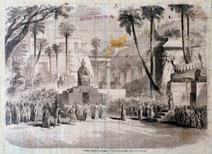 Gioacchino Rossini . द्वारा सेमिरामाइड, ओपेरा के दूसरे अभिनय के लिए स्टेज सेट द्वारा अज्ञात कलाकार