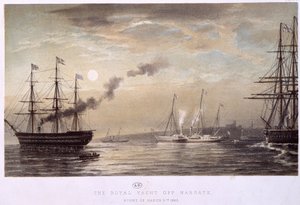 द रॉयल याच ऑफ मार्गेट: इंग्लैंड की रॉयल याच, मार्च 1863 की एक रात। द्वारा अज्ञात कलाकार