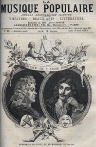 सिसिलियन या लव पेंटर - जीन बैप्टिस्ट लुली (जियोवन्नी बतिस्ता लुल्ली) (1632-1687) और मोलिरे का पोर्ट्रेट - "" लोकप्रिय संगीत "" में उत्कीर्णन सचित्र साप्ताहिक समाचार पत्र - 1882 द्वारा अज्ञात कलाकार