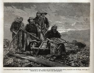 कोयला सॉर्टर, क्रुसॉट का प्रकार; अग्रभूमि में, ठेला पर बैठे, छँटाई के सबसे पुराने, माँ डायोन, छँटाई के 36 साल। 1865 में, एल सिमोनिन द्वारा, क्रेओसॉट और साओन और लॉयर की खानों के लिए एक यात्रा को चित्रित करने के लिए उत्कीर्णन, में द्वारा अज्ञात कलाकार