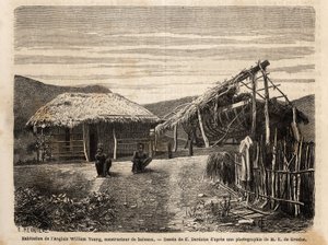 नौमिया के पास एक अंग्रेज़ निर्माता का आवास और शिपयार्ड, जो स्वदेशी श्रम का उपयोग करता है या उनकी कड़ी मेहनत के अंत तक उनकी निंदा करता है। 18 में खानों के सिविल इंजीनियर जूल्स गार्नियर द्वारा उत्कीर्णन चित्रकार ले वॉयेज ए ला नोवेल कैलेडोनी डालना द्वारा अज्ञात कलाकार